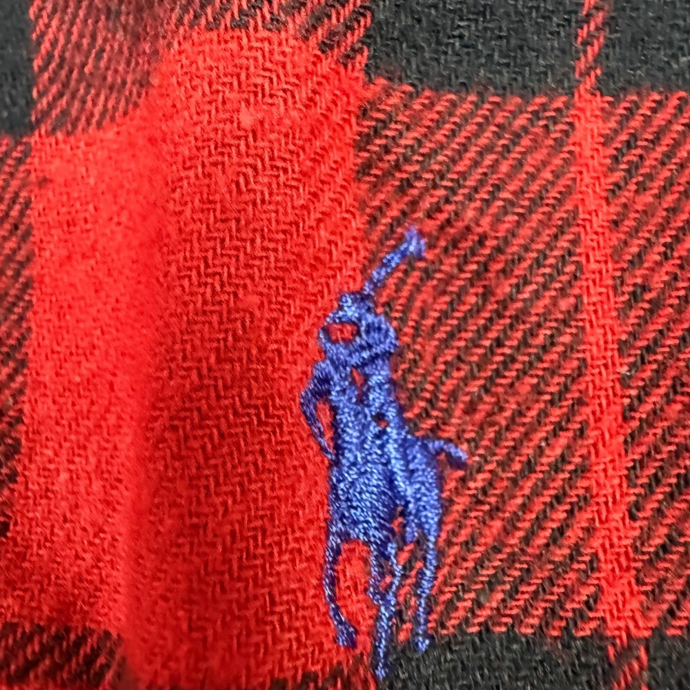Polo Ralph Lauren Flannel Sleep Shirt Mens Medium Red Black Plaid Pajama Top - Picture 4 of 7